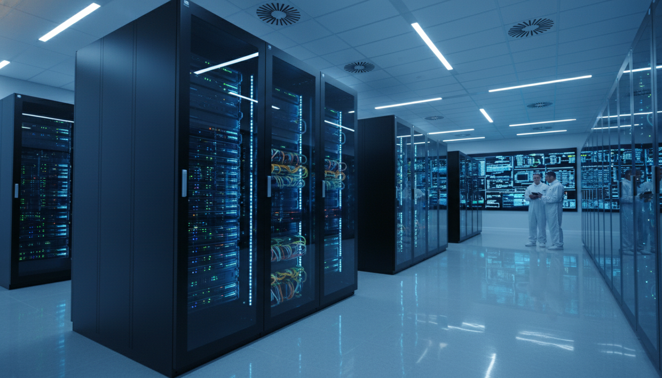 High-end Corporate Server-Room mit blauem Licht